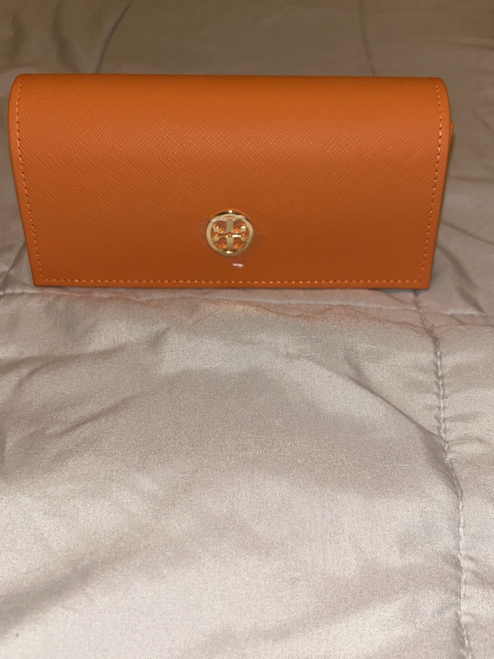 Tory Burch Orange Saffiano Leather Clutch Wallet